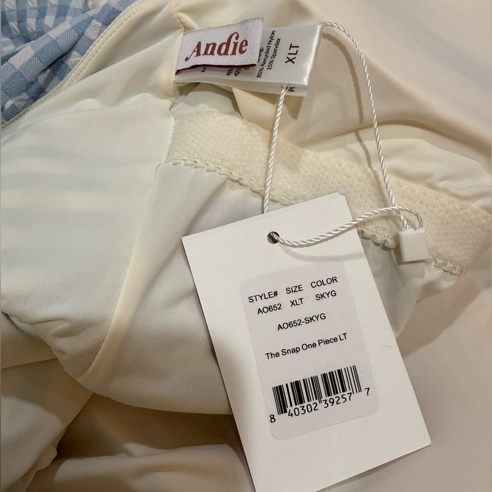 Andie Light Blue Gingham One-Piece Swimsuit - Picture 2 of 10